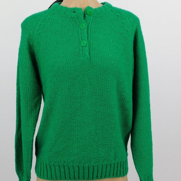 Gotham Sweaters - Gotham Vintage Women Green Pullover Knitted Long Sleeve Sweater Size M New Tags